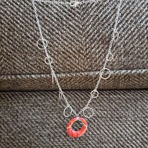 Y2K Upcycled Vintage Silver Disk Necklace Statement Piece. Handmade